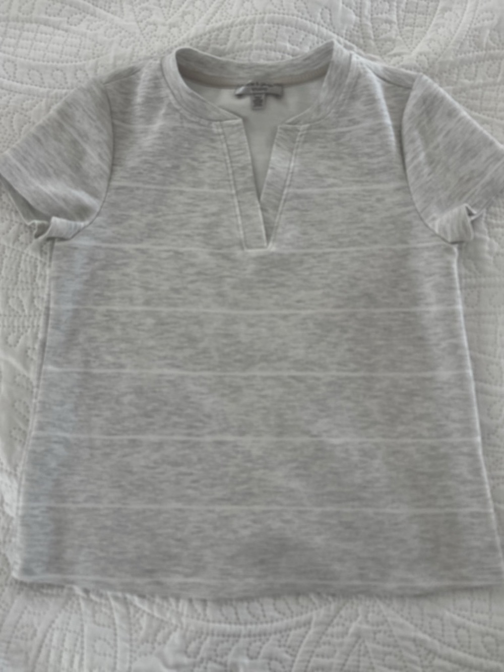 Cable & Gauge Light Gray Short Sleeve Notch-Neck Top